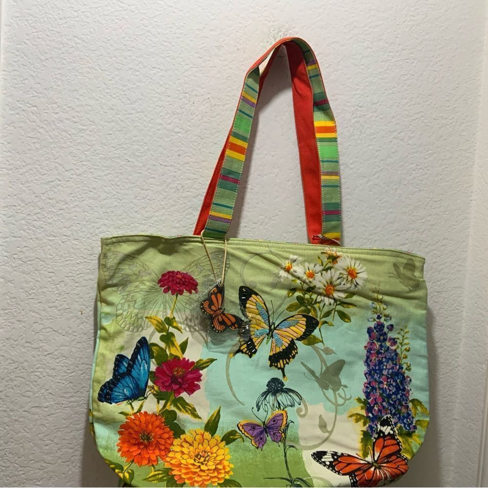NWT Sandy Clough beach bag multicolor butterfly